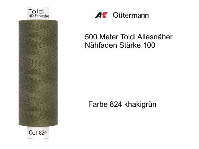 Gütermann Toldi Allesnähergarn 500 m Farbe 824 khakigrün
