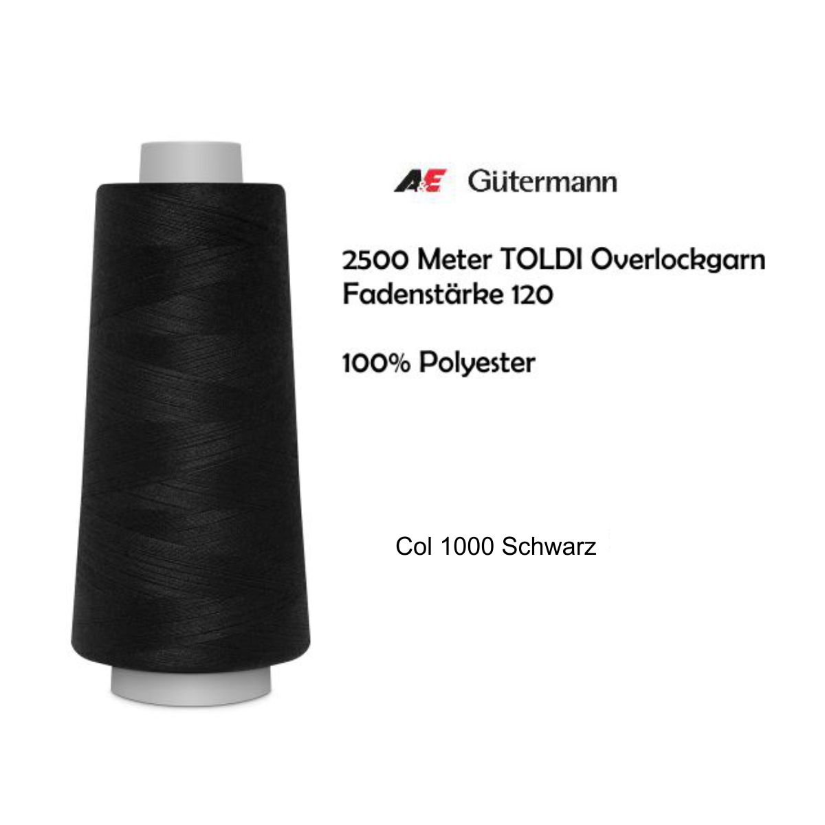 Overlockgarn Toldilock 2500 m von Gütermann Farbe 1000 schwarz
